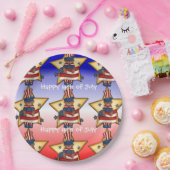 レッドホワイト&ブルー7月4日ベア紙プレート ペーパープレート (パーティー)