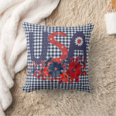 レッドホワイト&ブルーUSA愛国的なブーケ クッション (ブランケット)