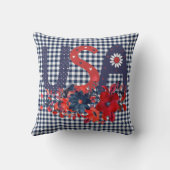 レッドホワイト&ブルーUSA愛国的なブーケ クッション (裏面)