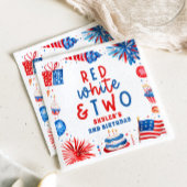 レッドホワイト&7月2日の4日の誕生日パーティー スタンダードカクテルナプキン