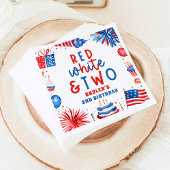 レッドホワイト&7月2日の4日の誕生日パーティー スタンダードカクテルナプキン