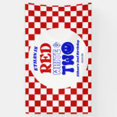 レッドホワイト&7月2日の4日の誕生日パーティー 横断幕 (縦)