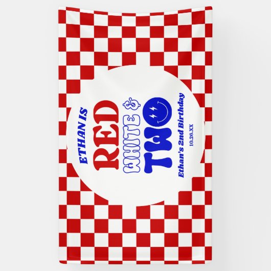 レッドホワイト&7月2日の4日の誕生日パーティー 横断幕 (縦)