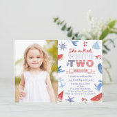 レッドホワイトTWOシーサイドシェル2nd誕生日パーティー 招待状 (スタンド正面)