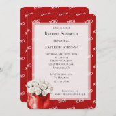 レッドホワイトXOXOバラブライダルシャワー 招待状 (正面/裏面)