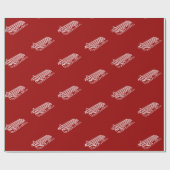 レッドホワモダンイトホリデー冬そりの模様  ラッピングペーパー (フラット)