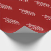 レッドホワモダンイトホリデー冬そりの模様  ラッピングペーパー (角)