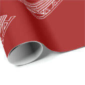 レッドホワモダンイトホリデー冬そりの模様  ラッピングペーパー (ロールコーナー)