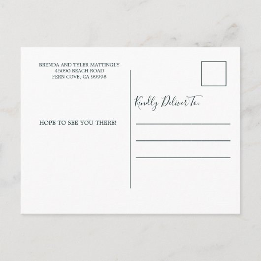 レッドホワ素朴イトポインセティアフリージホリデーパーティ  インビテーションポストカード (裏面)