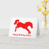 レッドホースジャンプ誕生日 カード (黄色い花)