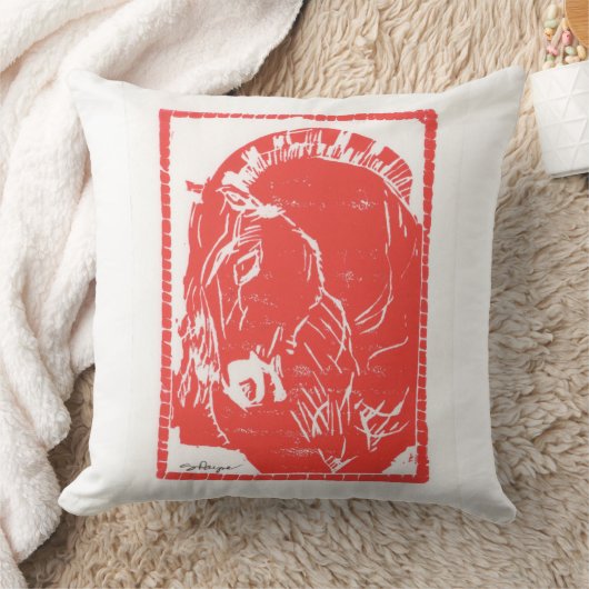 レッドホースデザインスウェットシャツ(ノルウェーフィヨルドホース) クッション (ブランケット)