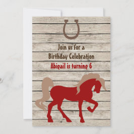 レッドホース素朴ウッドパーソナライズされた誕生日招待状 招待状