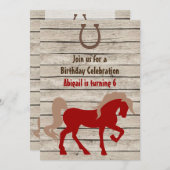 レッドホース素朴ウッドパーソナライズされた誕生日招待状 招待状 (正面/裏面)