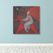 「レッドホース」、レッドヘッドの女性、ファンタジー超現実美術 キャンバスプリント (インサイチュ (ウッドフロア))