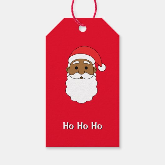 レッドホーホーホアフリカ系アメリカンサンタクロース一家 ギフトタグ (正面)