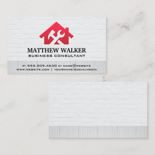 レッドホームレンチロゴ | ホーム修理サービス 名刺 (正面/裏面)