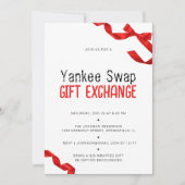 レッドボウお洒落ヤンキースワップギフト交換 招待状 (正面)