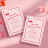 レッドボウさくらんぼオントップブライダルシャワー 招待状