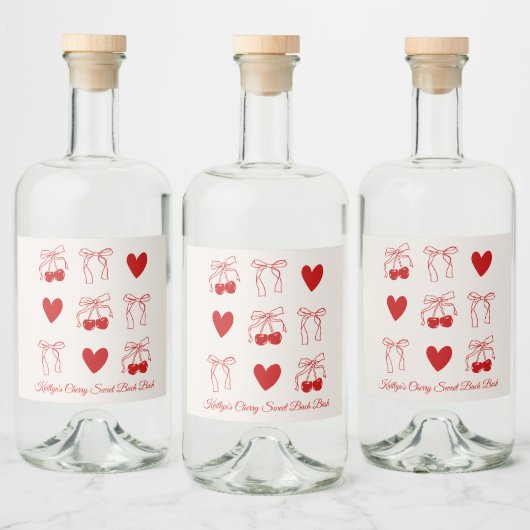 レッドボウさくらんぼスウィートバチェロレッテデコール リキュールボトルラベル (ボトル)