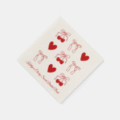 レッドボウさくらんぼスウィートブライダルシャワーナプキンス スタンダードカクテルナプキン (角)