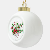 レッドボウとホリー セラミックボールオーナメント (右)