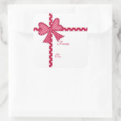 レッドボウとリボンギフトラベルシール スクエアシール (バッグ)