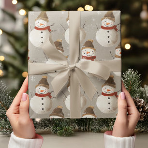 レッドボウのミニマリストとヴィンテージクリスマスツリー ラッピングペーパー