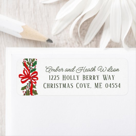 レッドボウアンドホリーガーランドホリデイ差出人住所 ラベル (インサイチュ)