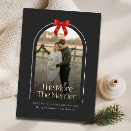 レッドボウアーチ写真クリスマス妊娠 案内状