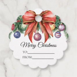 レッドボウエレガントクリスマスリース フェイバータグ