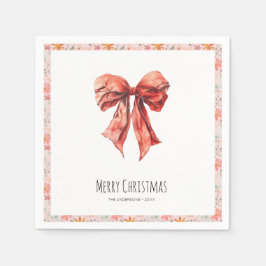 レッドボウエレガントコケットのミニマリスト スタンダードカクテルナプキン