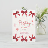 レッドボウエレガントバースデーパーティーの招待 招待状 (スタンド正面)