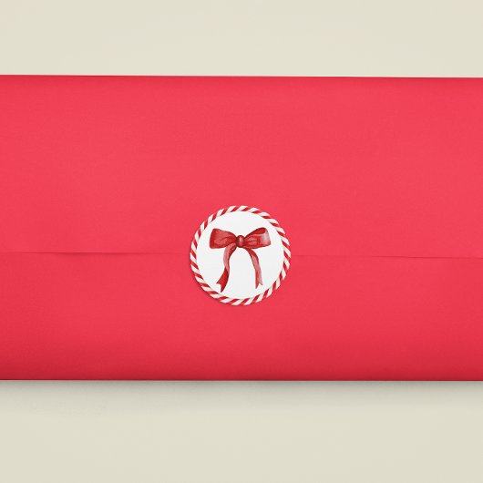 レッドボウキャンディーケーンフェスティバルクリスマスギフトステッカー スクエアシール