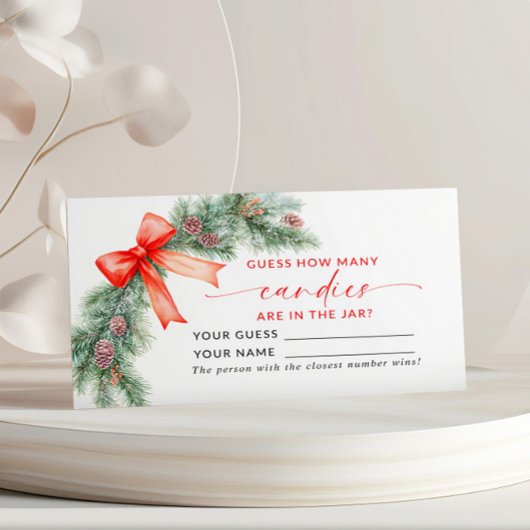 レッドボウクリスマスキャンディズゲームカードの数 プレイスカード