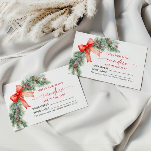 レッドボウクリスマスキャンディズゲームカードの数 プレイスカード