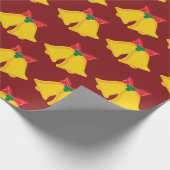 レッドボウクリスマスギフト付きホリデーイエローベル ラッピングペーパー (角)