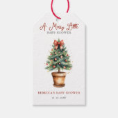レッドボウクリスマスツリーメリーリトルベビーシャワー ギフトタグ (正面)