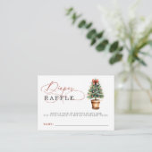 レッドボウクリスマスツリー赤ちゃんシャワーおむつラッフル エンクロージャーカード (スタンド正面)