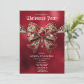 レッドボウクリスマスパーティの招待状 招待状 (スタンド正面)