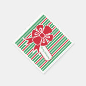 レッドボウクリスマスパーティー紙ナプキンス スタンダードカクテルナプキン (角)