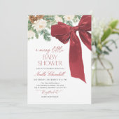 レッドボウクリスマスベビーシャワー 招待状 (スタンド正面)