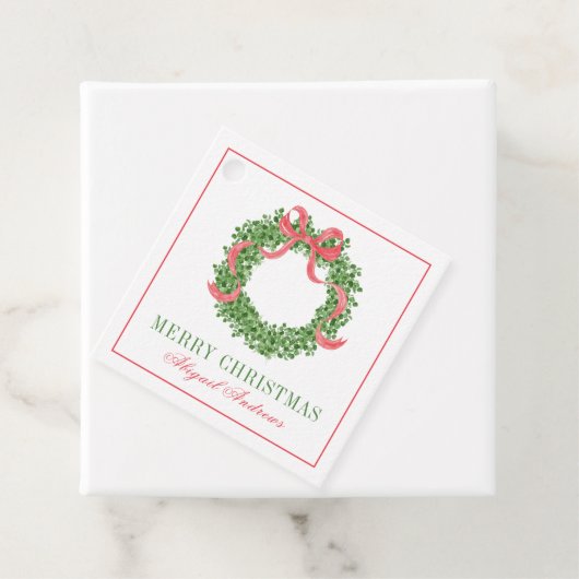 レッドボウクリスマスボクウッドリース フェイバータグ (インサイチュ)