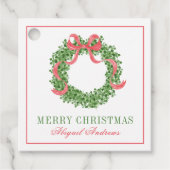 レッドボウクリスマスボクウッドリース フェイバータグ (正面)