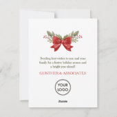 レッドボウクリスマスリースグリーティ企業のング シーズンカード (裏面)