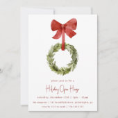 レッドボウクリスマスリース | ホリデーオープンハウス 招待状 (正面)