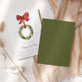 レッドボウクリスマスリース | ホリデーオープンハウス 招待状