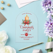 レッドボウクリスマス付きキャンドルライトパーティー招待状 アクリル招待状 (インサイチュ (ウェディング))