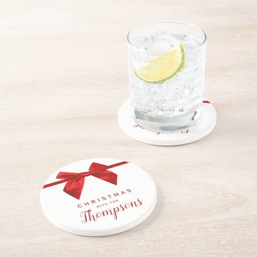 レッドボウクリスマス陶器 コースター (側面)