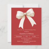 レッドボウクリームクリスマスパーティの招待状 (正面)