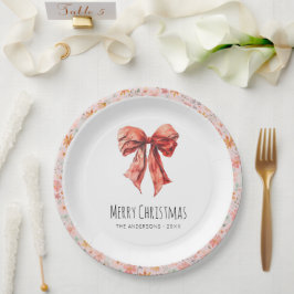 レッドボウコケットエレガントフローラクリスマス ペーパープレート